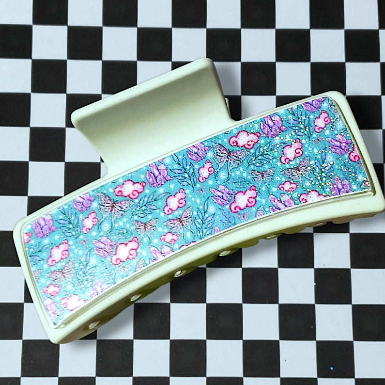 Butterfly & Crystal Clouds Hair Claw (Holo)