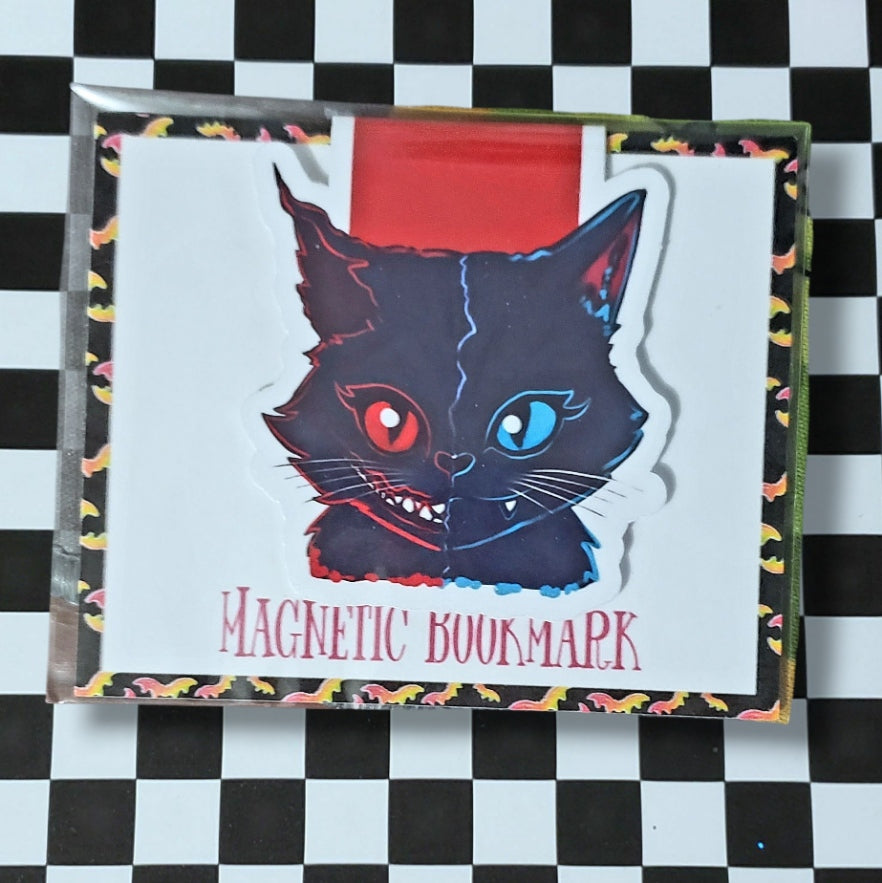 Goth Cat Magnetic Bookmark
