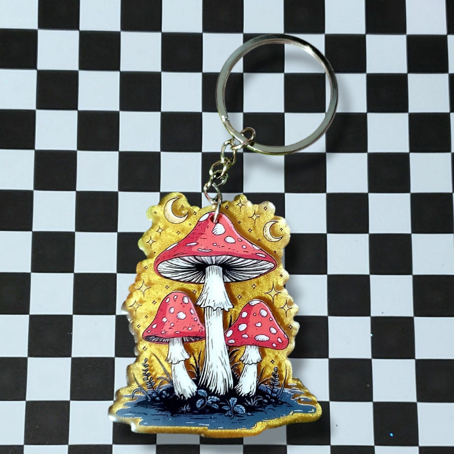 Golden Mushroom Keychain