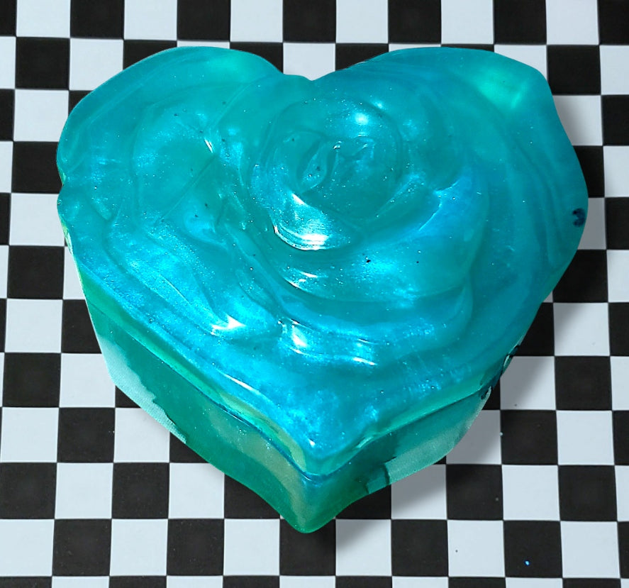 Heart Rose Trinket Box- Aqua
