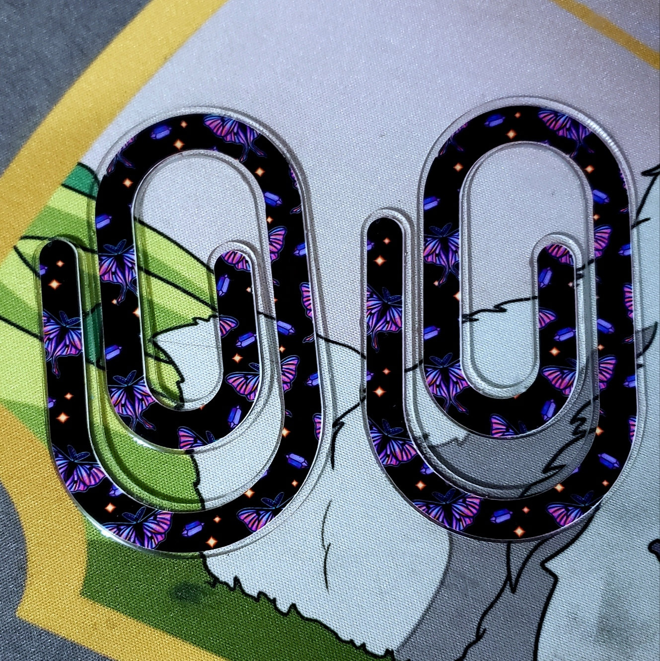 Purple Moths Acrylic Paperclip Bookmark