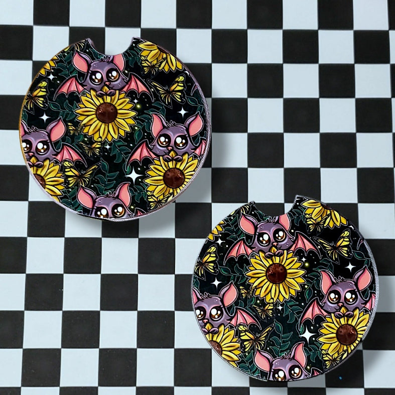 Sunflower Bats Car Coasters