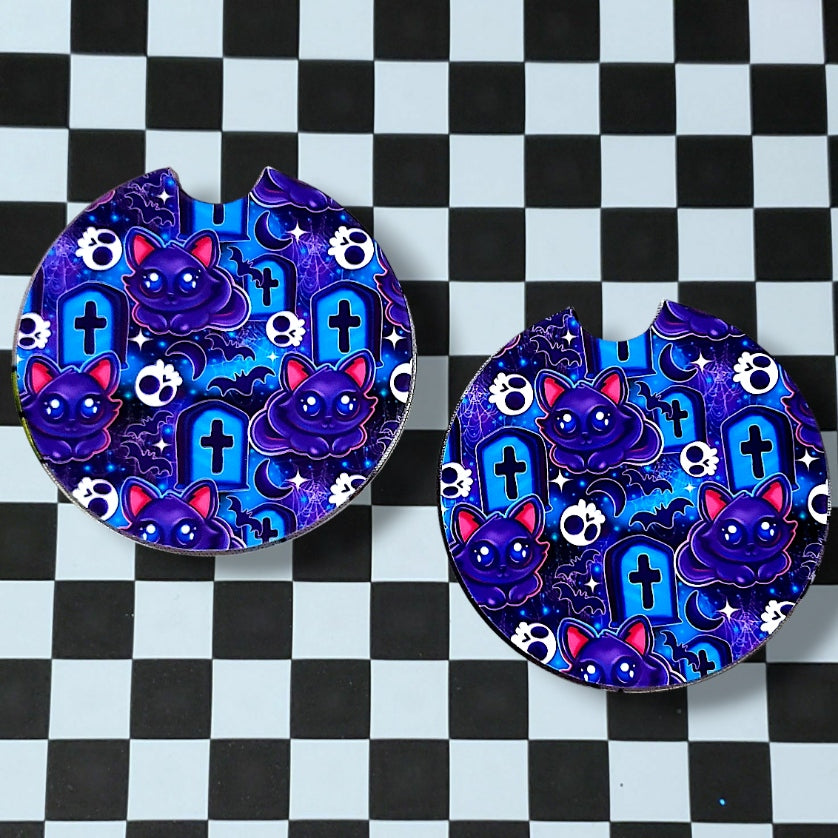 Graveyard Kitties Car Coasters