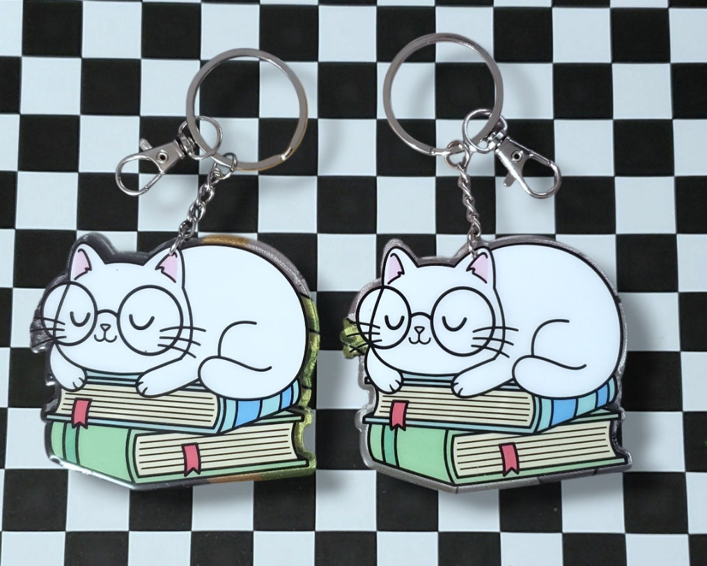 Book Cat Keychain