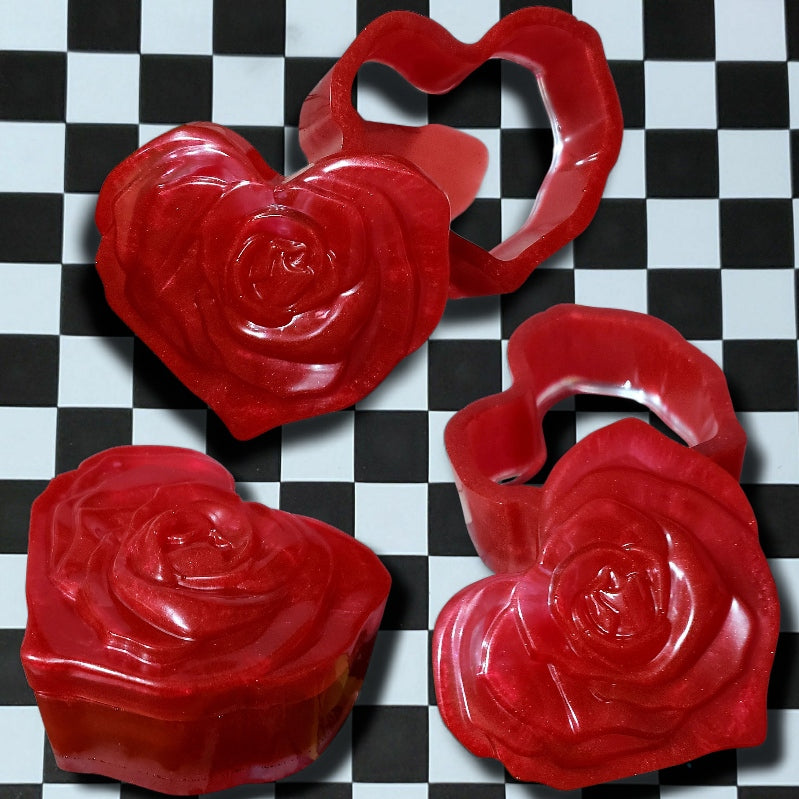 Heart Rose Trinket Box-Ruby Red