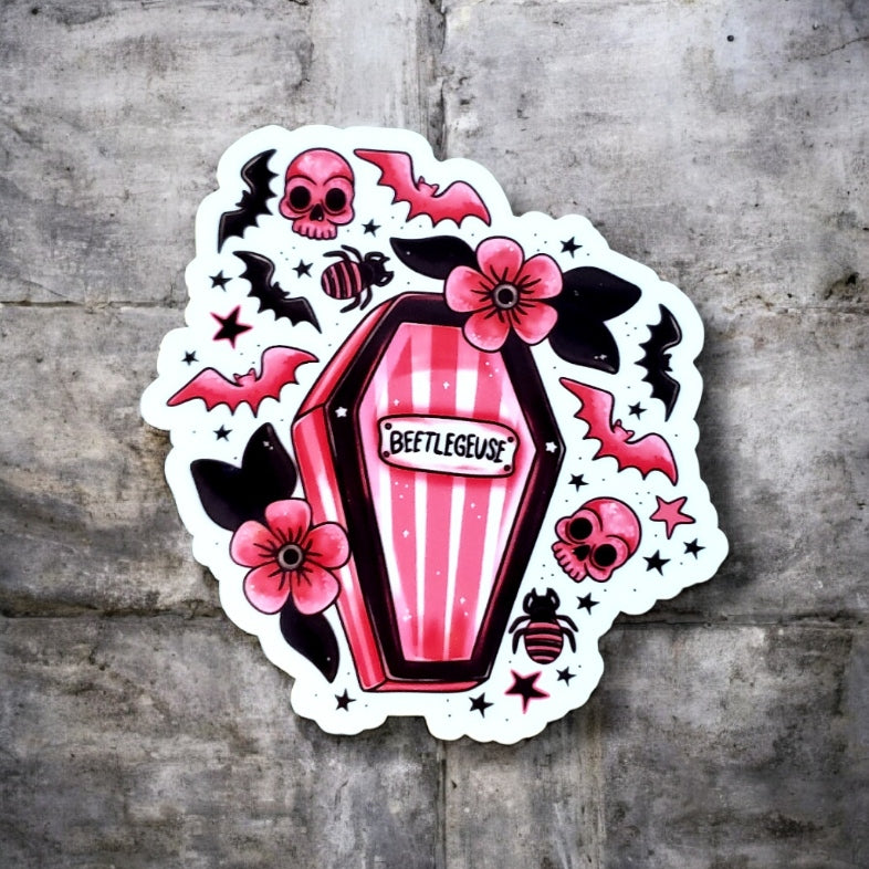 Pink Coffin Sticker