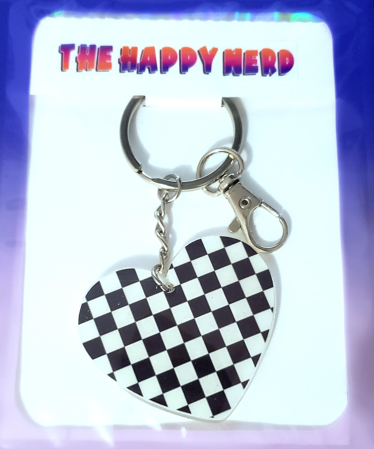 Checkered Heart Keychain