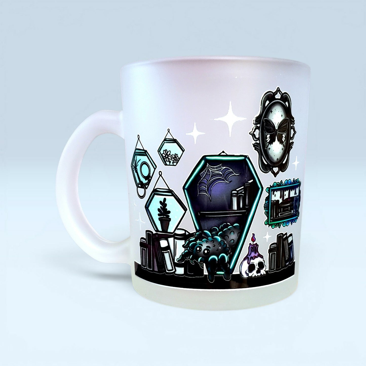 Dark Spider Bookshelf Frosted Mug