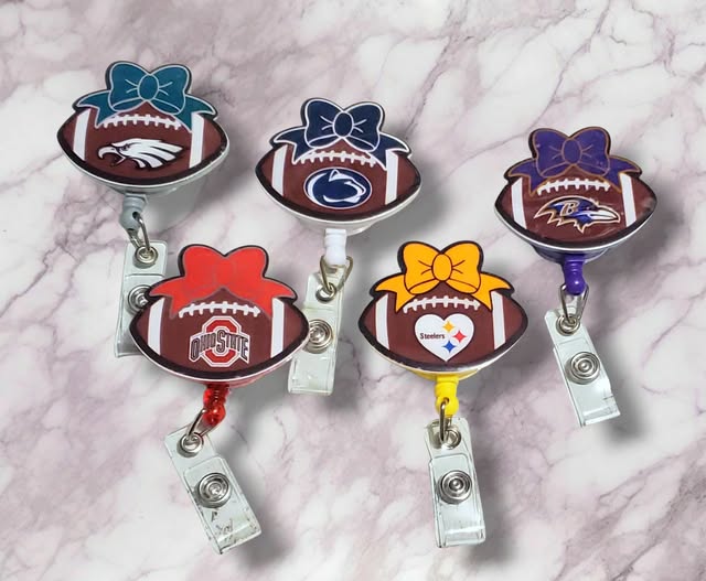 Football Bow Badge Reel