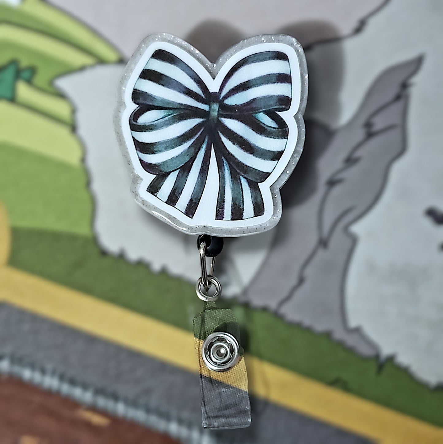 Striped Bow Badge Reel