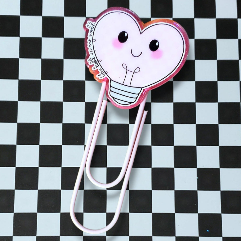 Heart Light Bulb Jumbo Paperclip Bookmark