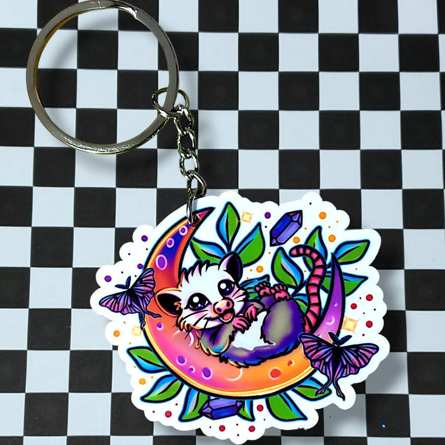 Moon Possum Keychain