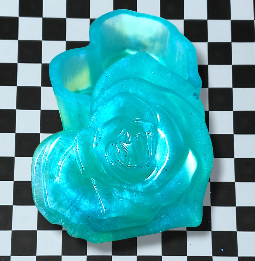 Heart Rose Trinket Box- Aqua