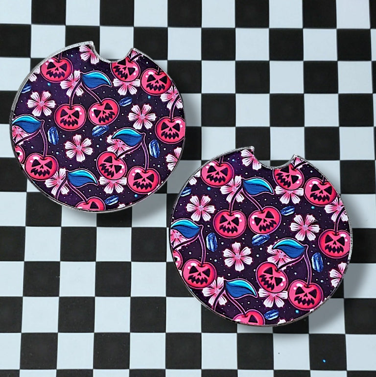 Spooky Cherries Car Coasters