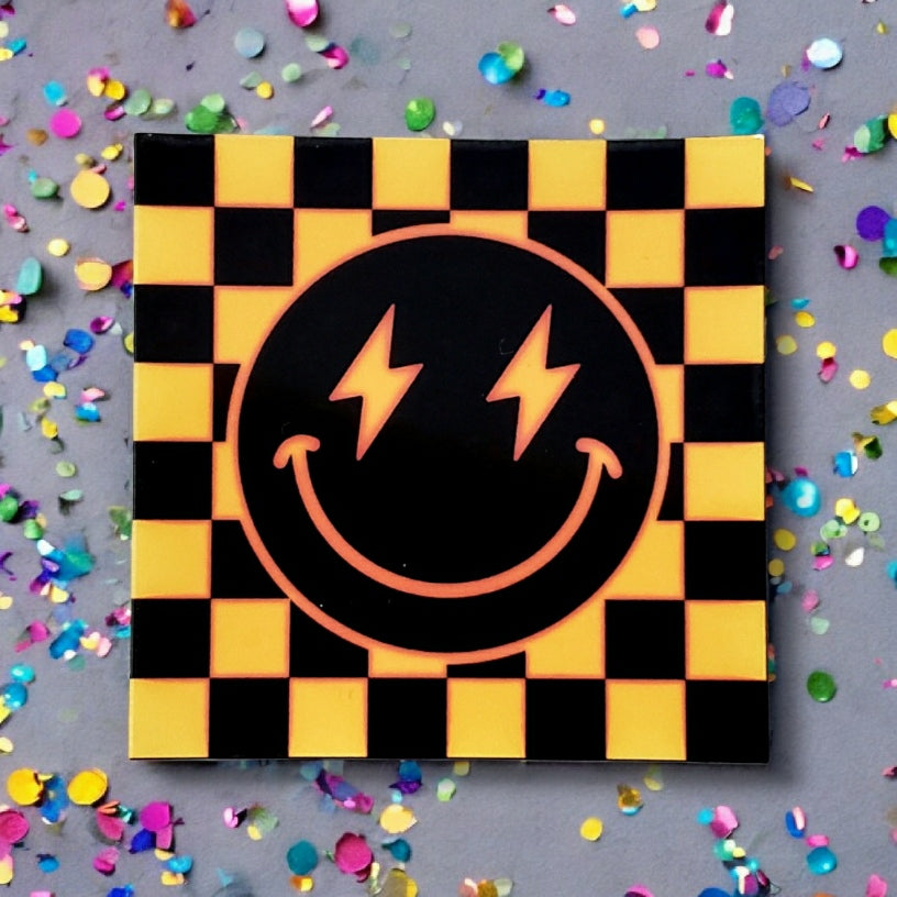 Checkered Smiley Sticker