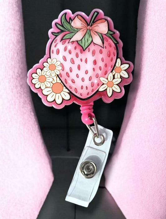 Strawberry Floral Badge Reel