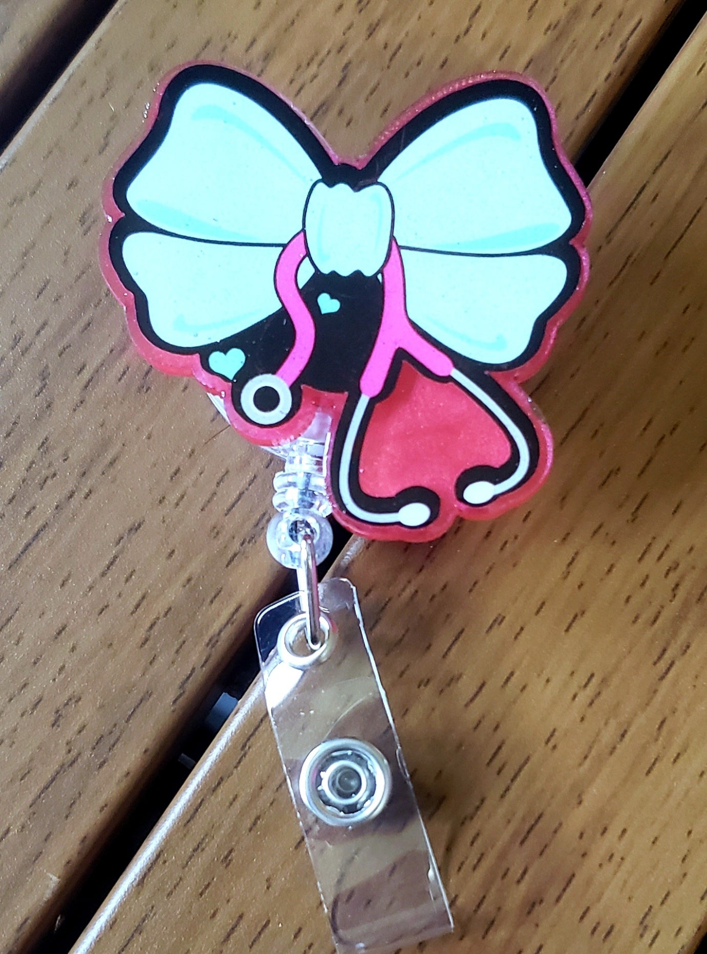 Stethoscope Bow Badge Reel