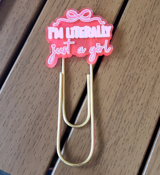 Just A Girl Jumbo Paperclip Bookmark