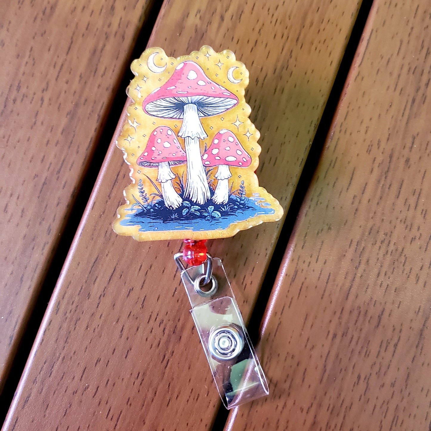 Golden Mushroom Badge Reel