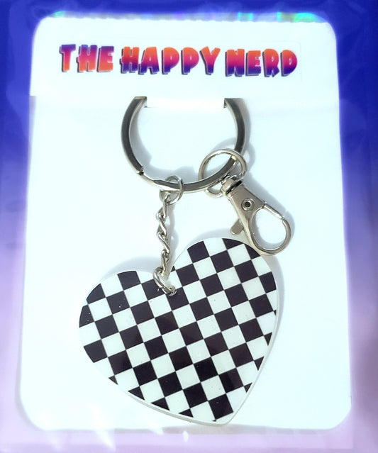 Checkered Heart Keychain