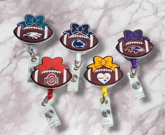 Football Bow Badge Reel