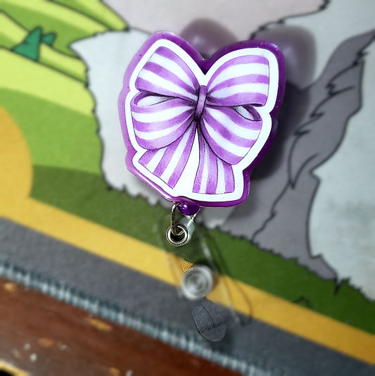 Striped Bow Badge Reel