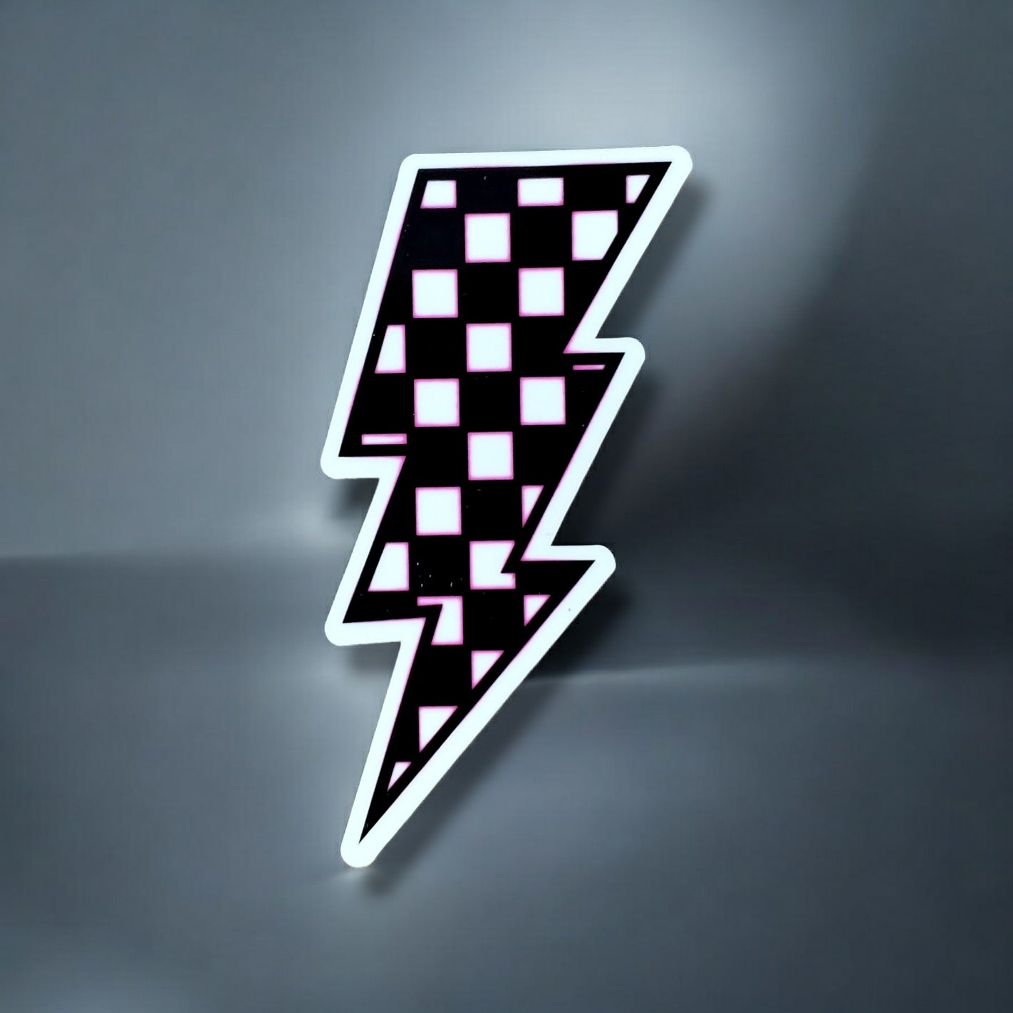 Checkered Lightning Bolt Sticker